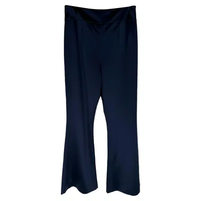 Pre-owned Galvan Martha Hunt Sculpted Flared Trousers In Navy Blue Acetate