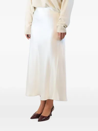 Pre-owned Galvan Mid Satin Skirt In Neutrals