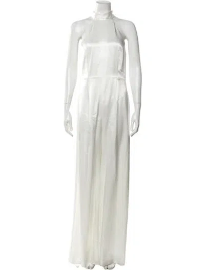Pre-owned Galvan Mock Neck Jumpsuit In White