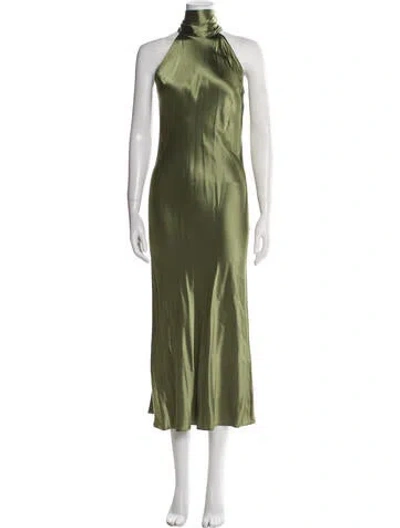 Pre-owned Galvan Mock Neck Long Dress In Green