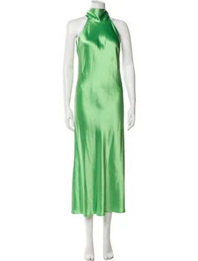 Pre-owned Galvan Mock Neck Long Dress In Green