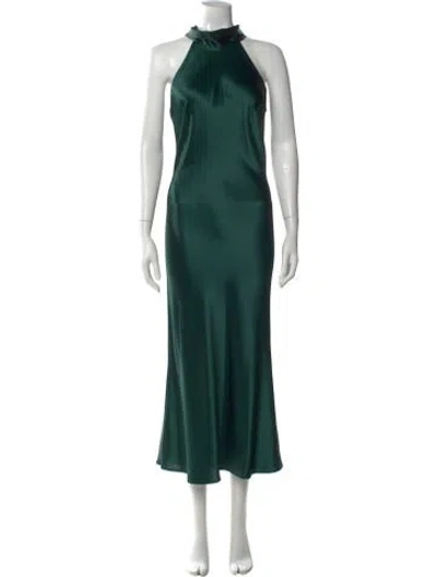 Pre-owned Galvan Mock Neck Long Dress In Green