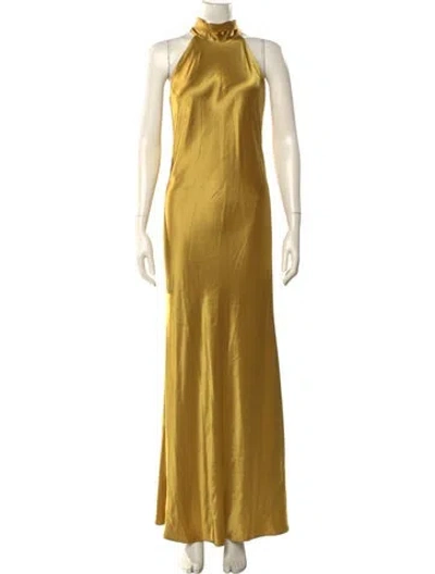 Pre-owned Galvan Mock Neck Long Dress In Neutral