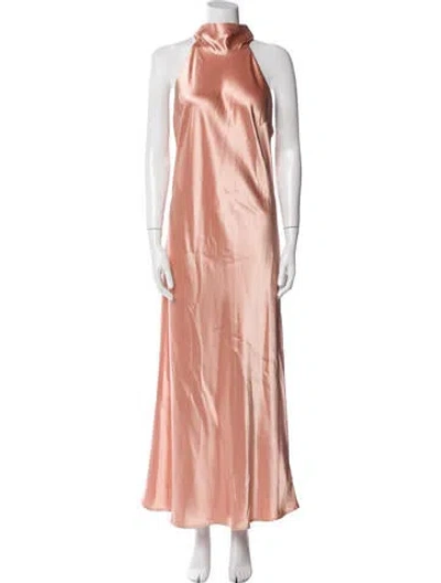 Pre-owned Galvan Mock Neck Long Dress In Pink