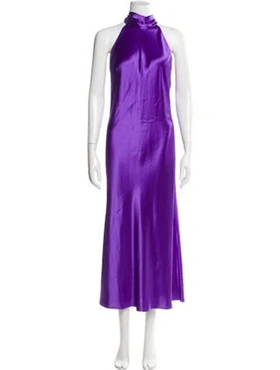Pre-owned Galvan Mock Neck Long Dress In Purple