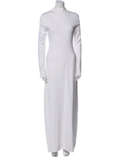 Pre-owned Galvan Mock Neck Long Dress In White