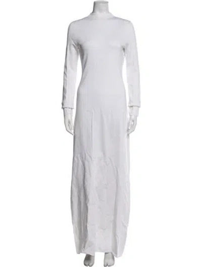 Pre-owned Galvan Mock Neck Long Dress In White
