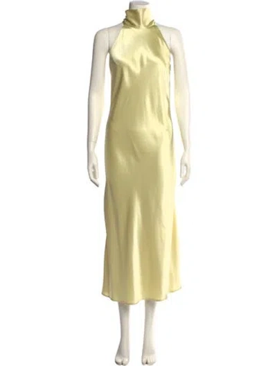 Pre-owned Galvan Mock Neck Long Dress In Yellow
