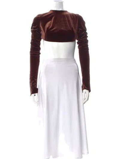 Pre-owned Galvan Mock Neck Long Sleeve Crop Top W/ Tags In Brown