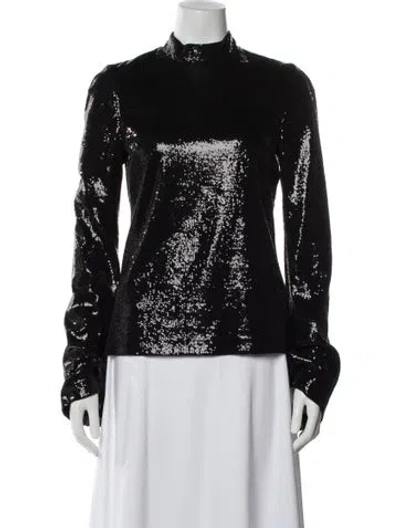 Pre-owned Galvan Mock Neck Long Sleeve Top W/ Tags In Black
