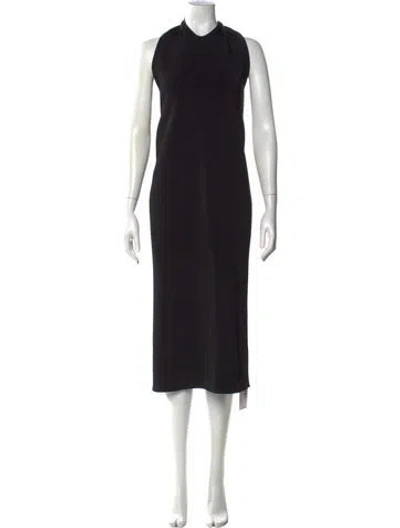 Pre-owned Galvan Mock Neck Midi Length Dress In Black