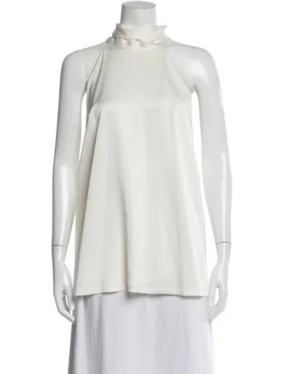 Pre-owned Galvan Mock Neck Sleeveless Top In White