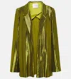Galvan Nuage Pleated Blazer In Green
