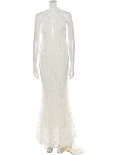 Pre-owned Galvan Nylon Long Dress In Neutral