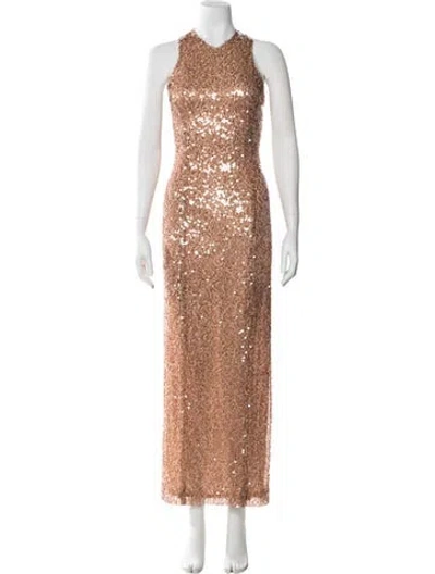 Pre-owned Galvan Nylon Long Dress In Neutral
