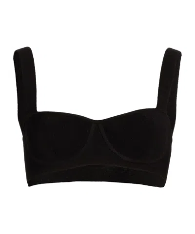 Galvan Nyx Ribbed Cropped Top In Black