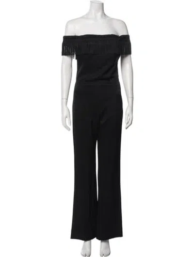 Pre-owned Galvan Off-the-shoulder Jumpsuit In Black