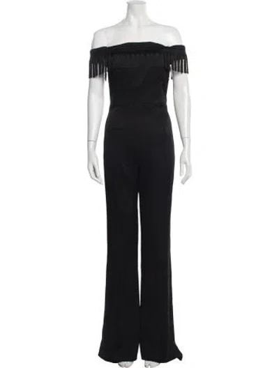 Pre-owned Galvan Off-the-shoulder Jumpsuit In Black