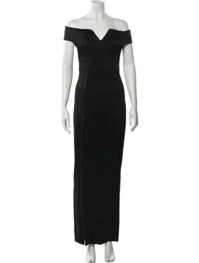 Pre-owned Galvan Off-the-shoulder Long Dress In Black
