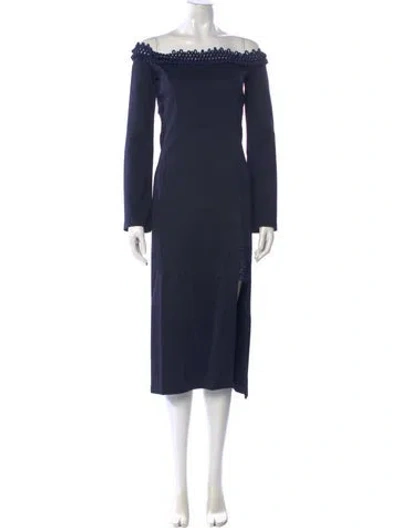 Pre-owned Galvan Off-the-shoulder Midi Length Dress W/ Tags In Blue