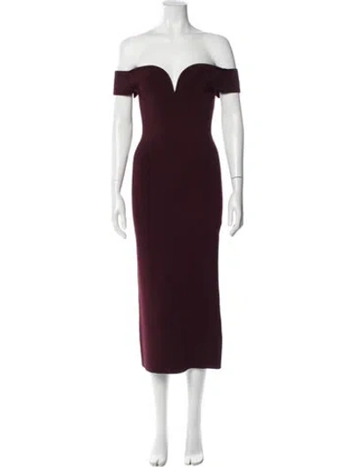 Pre-owned Galvan Off-the-shoulder Midi Length Dress W/ Tags In Burgundy