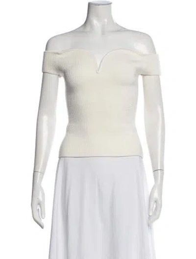 Pre-owned Galvan Off-the-shoulder Short Sleeve Top In Neutral
