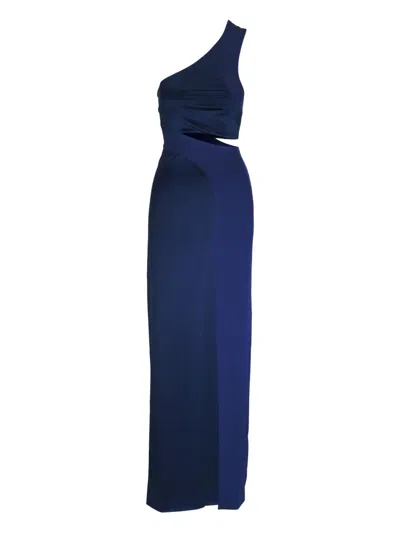 Galvan One-shoulder Cut-out Gown In Blue