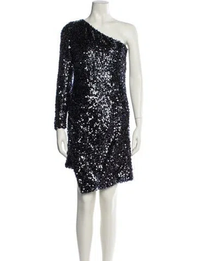Pre-owned Galvan One-shoulder Knee-length Dress In Black
