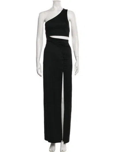 Pre-owned Galvan One-shoulder Long Dress In Black