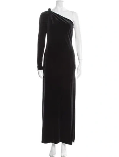Pre-owned Galvan One-shoulder Long Dress In Black
