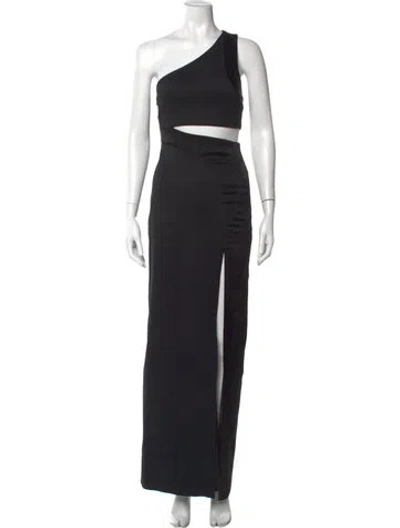 Pre-owned Galvan One-shoulder Long Dress In Black