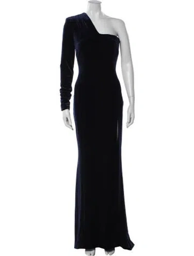 Pre-owned Galvan One-shoulder Long Dress In Black