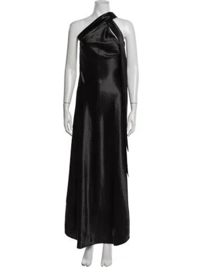 Pre-owned Galvan One-shoulder Long Dress In Black