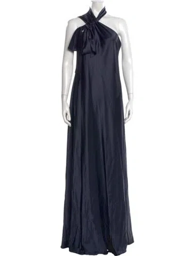 Pre-owned Galvan One-shoulder Long Dress In Blue