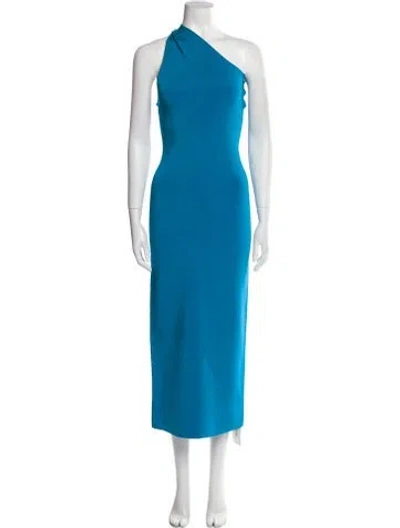 Pre-owned Galvan One-shoulder Long Dress In Blue