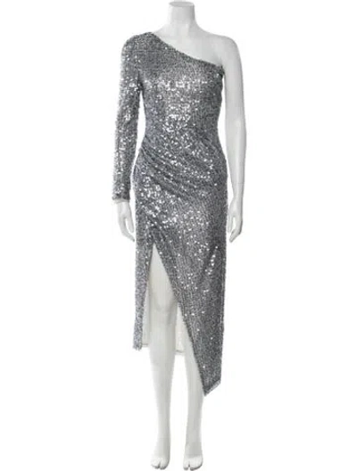 Pre-owned Galvan One-shoulder Long Dress In Blue