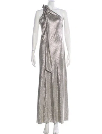 Pre-owned Galvan One-shoulder Long Dress In Gold