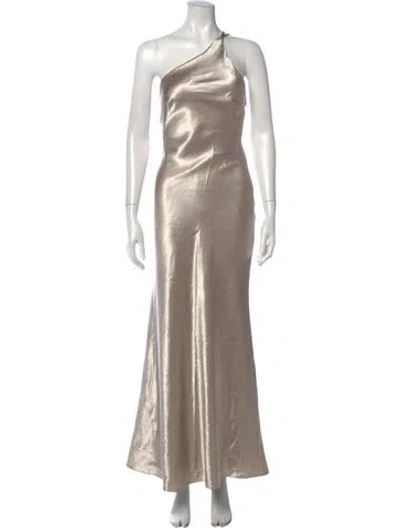 Pre-owned Galvan One-shoulder Long Dress In Neutrals