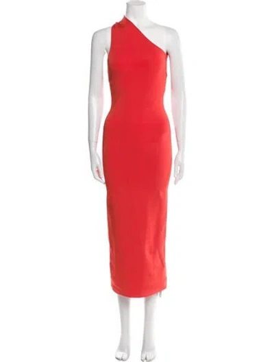 Pre-owned Galvan One-shoulder Long Dress In Orange