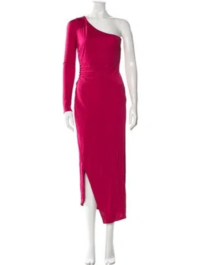 Pre-owned Galvan One-shoulder Long Dress In Pink