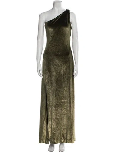 Pre-owned Galvan One-shoulder Long Dress W/ Tags In Green