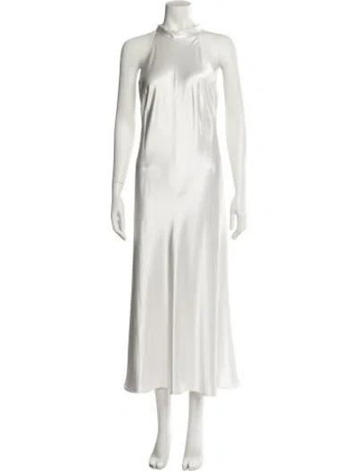 Pre-owned Galvan One-shoulder Long Dress In White