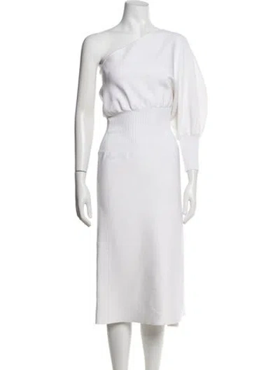 Pre-owned Galvan One-shoulder Long Dress In White