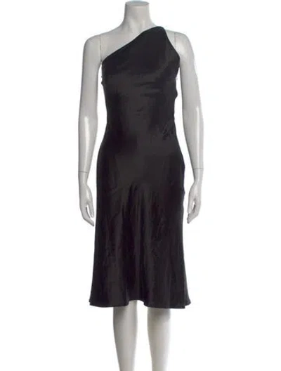Pre-owned Galvan One-shoulder Midi Length Dress In Black
