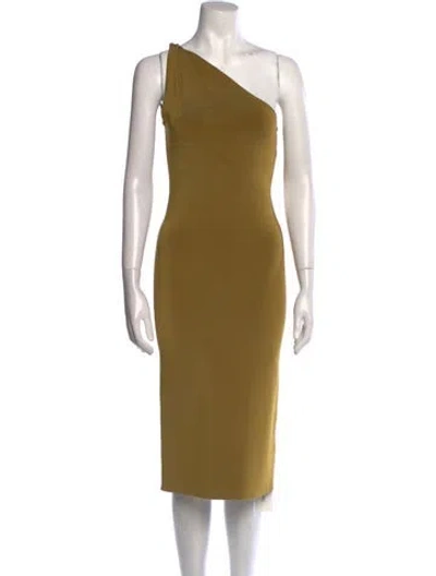 Pre-owned Galvan One-shoulder Midi Length Dress In Green
