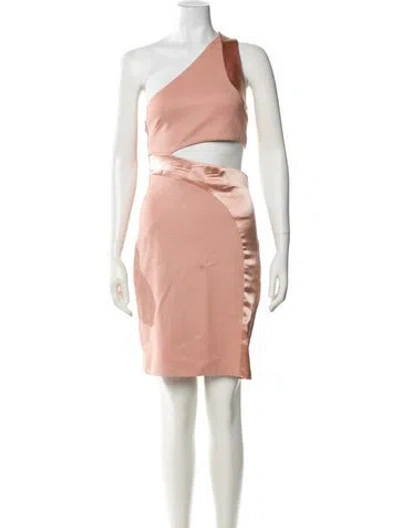 Pre-owned Galvan One-shoulder Mini Dress In Pink