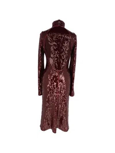 Pre-owned Galvan Orb Sequined Midi Dress In Red
