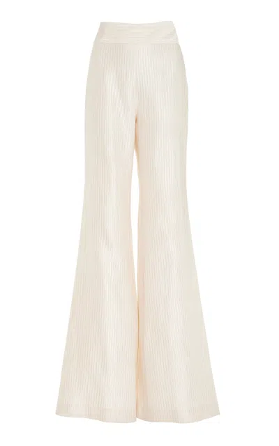 Galvan Paintress Satin Straight-leg Pants In Ivory