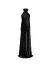 Galvan Pandora Halterneck Satin Gown In Black