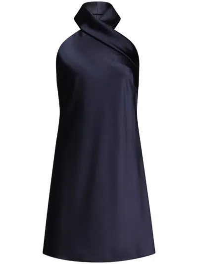 Galvan Pandora Halterneck Minidress In Blue